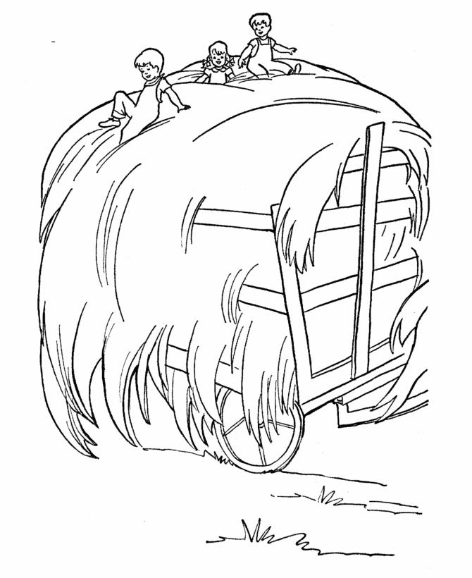Farm Fun and Family coloring page | Farm children riding on a hay wagon | Coloring  pages, Family coloring pages, Tractor coloring pages