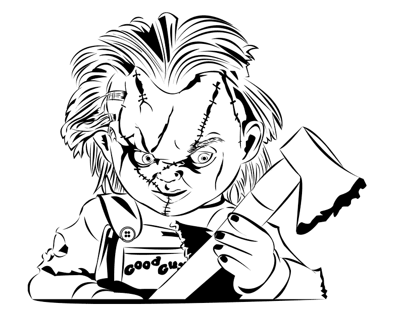 Chucky With An Axe Coloring Page – coloring.rocks!