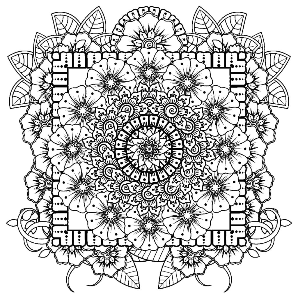 Flowers Mandala Coloring Pages - Coloring Pages for Adults