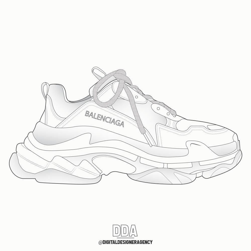 Sneakers series -Balenciaga - Illustration | Sneakers sketch, Shoes  drawing, Sneakers