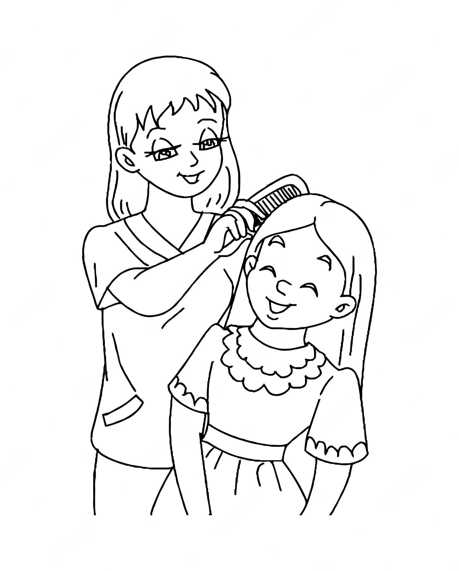 Premium Vector | Mother's day coloring pages for kids