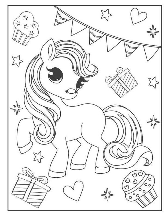 Unique Unicorn Coloring Pages for Kids Perfect as a Birthday - Etsy