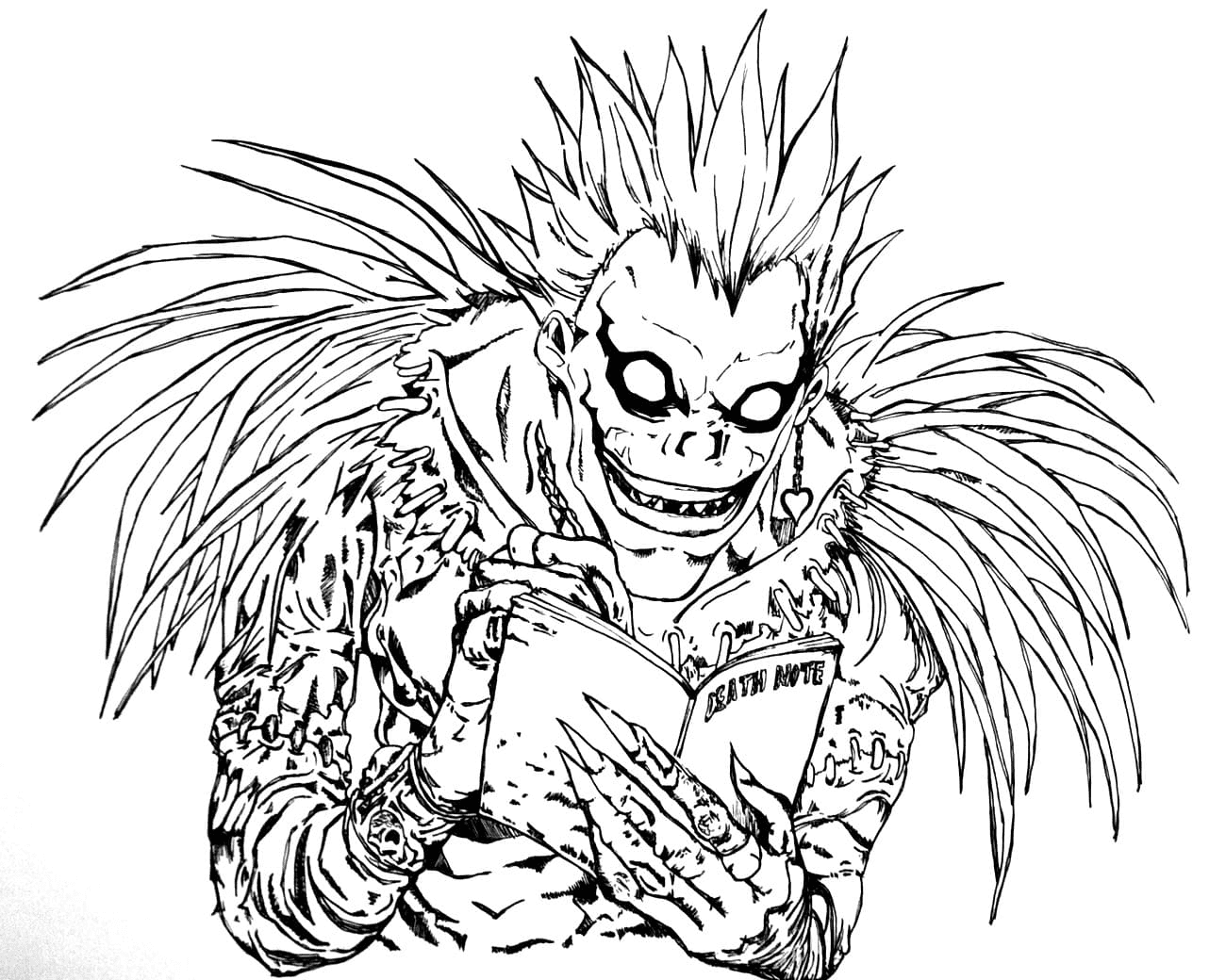 Ryuk with a Death Note Coloring Pages - Death Note Coloring Pages - Coloring  Pages For Kids And Adults