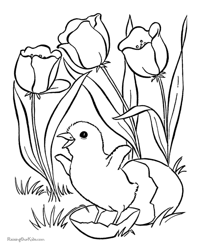Easter Flowers Coloring Page to print