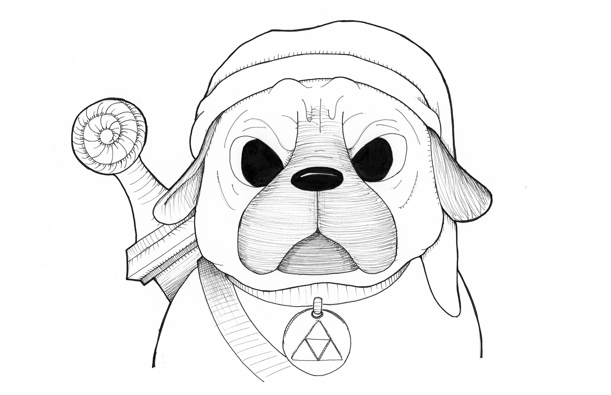 Link the Pug From Legend of Zelda Coloring Page - Etsy