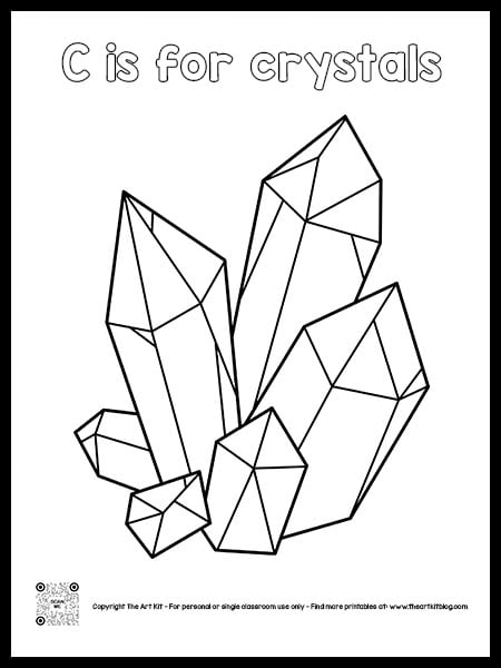 Letter C is for Crystals Coloring Page {Free Printable!} in Bubble Font -  The Art Kit