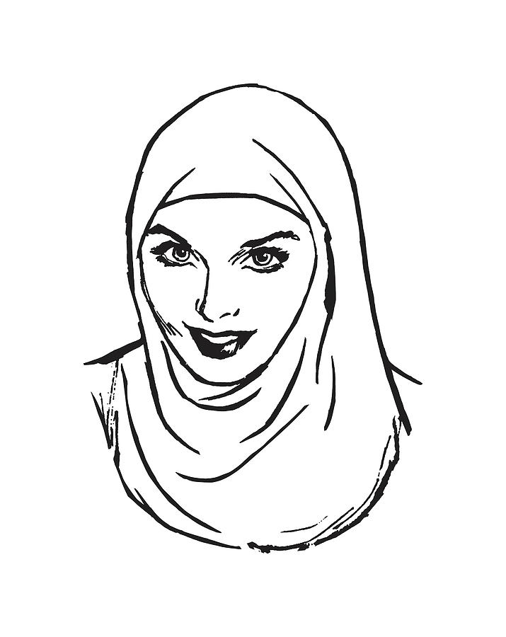 Illustration of Muslim woman in hijab Drawing by CSA Images - Pixels