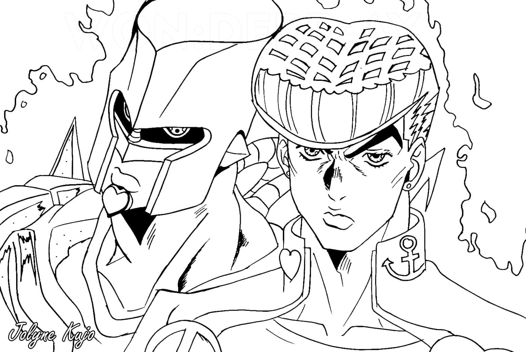 Josuke with Crazy Diamond Coloring Page - Free Printable Coloring Pages for  Kids