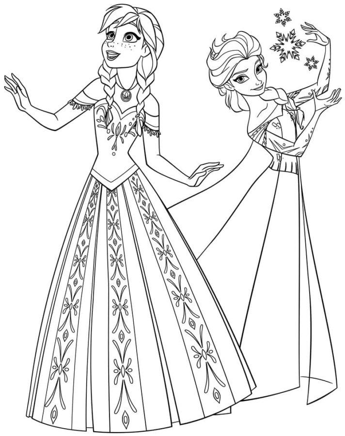 Elsa and Anna Coloring Pages