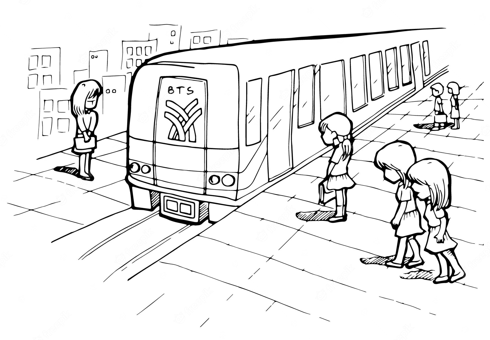 Premium Vector | Train station cartoon doodle kawaii coloring page cute  illustration drawing character manga