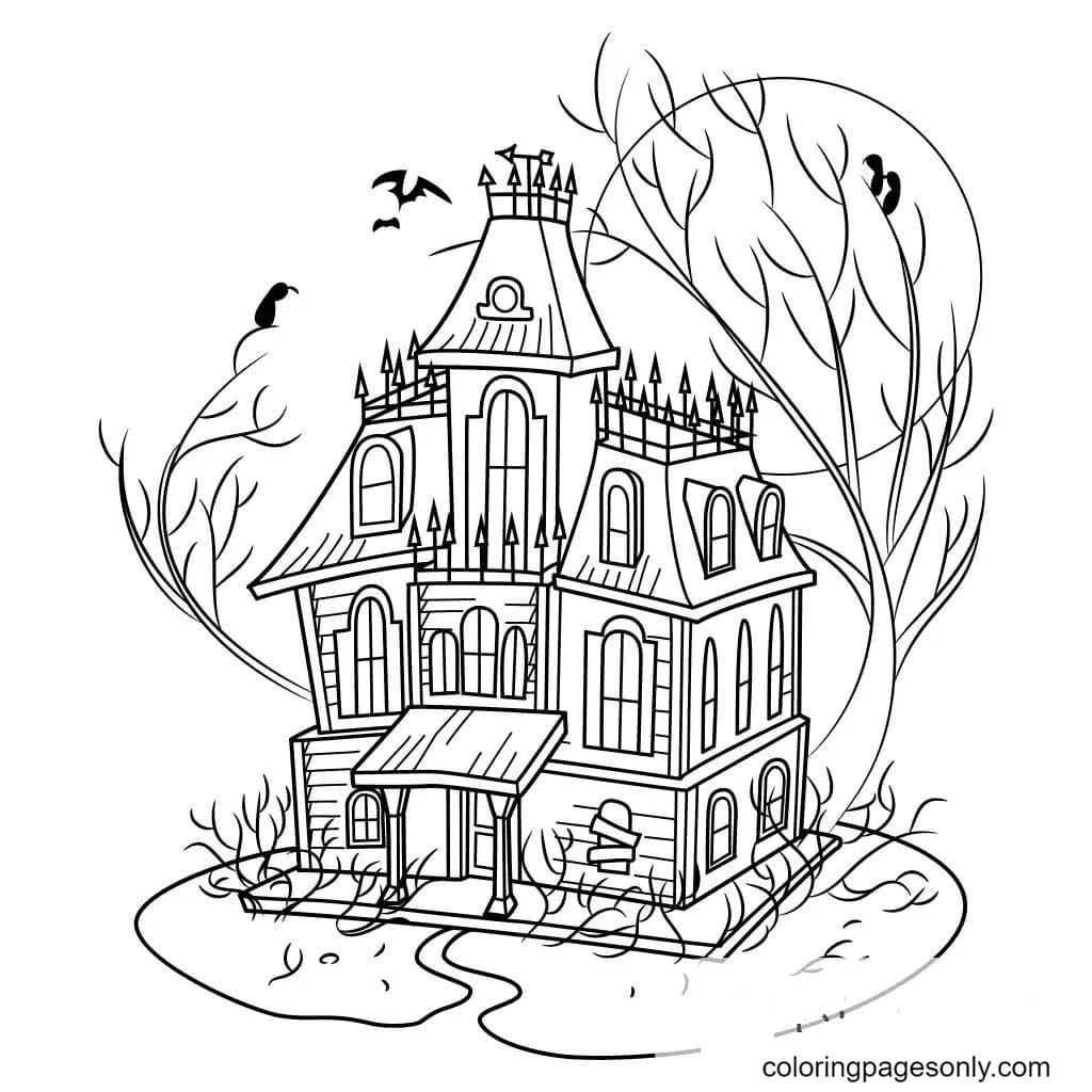 Free Printable Haunted House Coloring Pages - Haunted House Coloring Pages  - Coloring Pages For Kids And Adults
