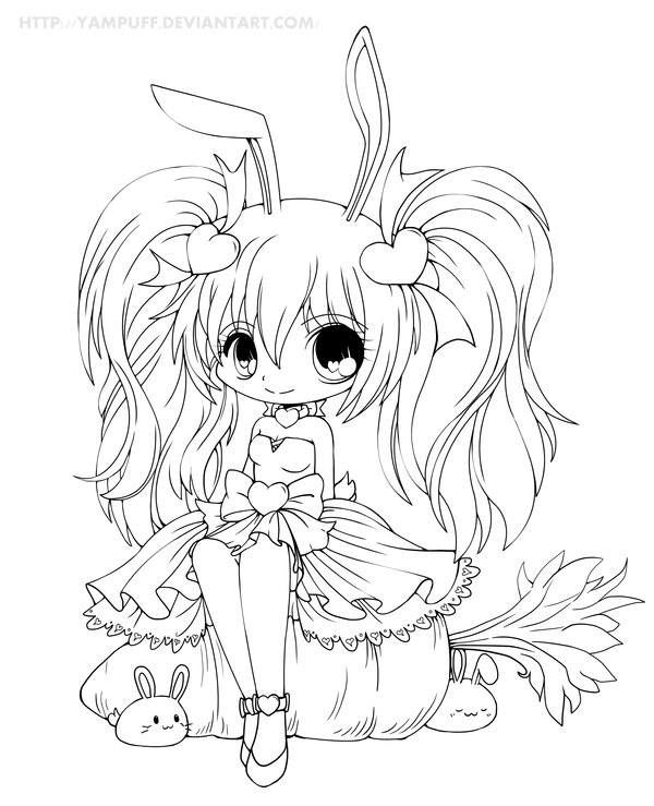 Cute Chibi Anime Bunny Girl Coloring Page | Chibi coloring ...