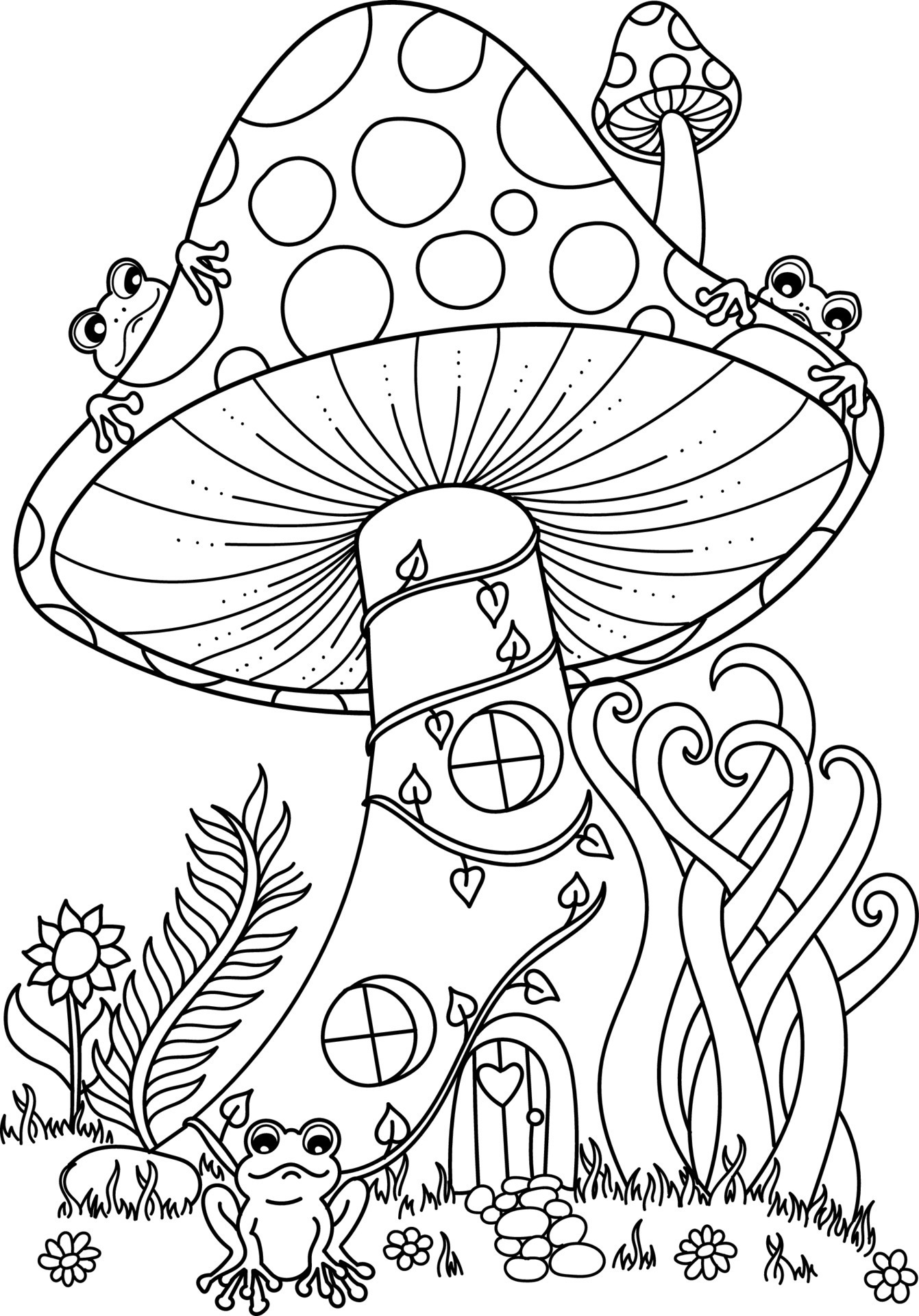 Mushroom Coloring Page Vector Art, Icons, and Graphics for Free Download