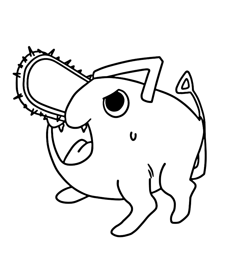 Pochita Coloring Pages Cute - Free ...