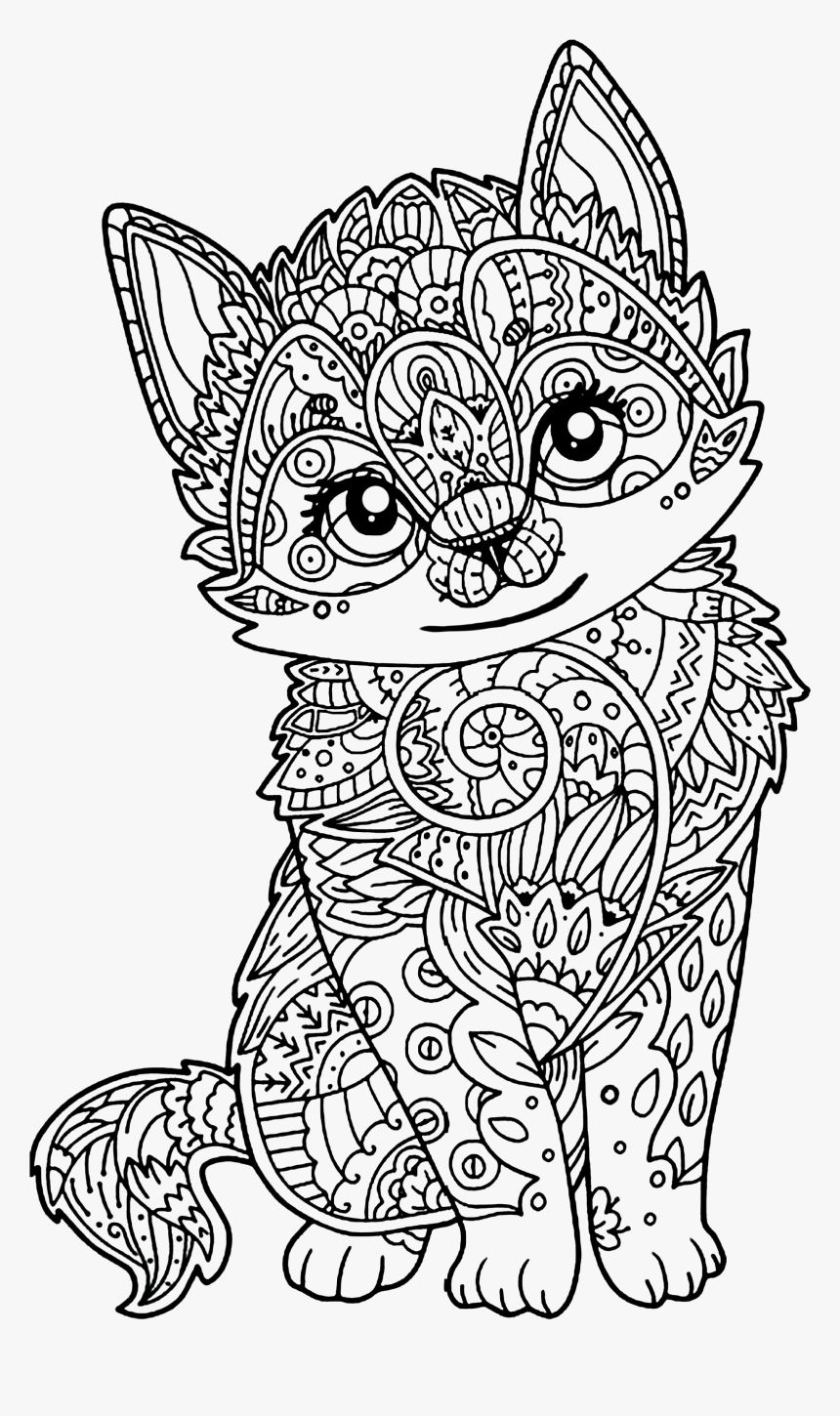 Mandala Cat Coloring Pages, HD Png ...