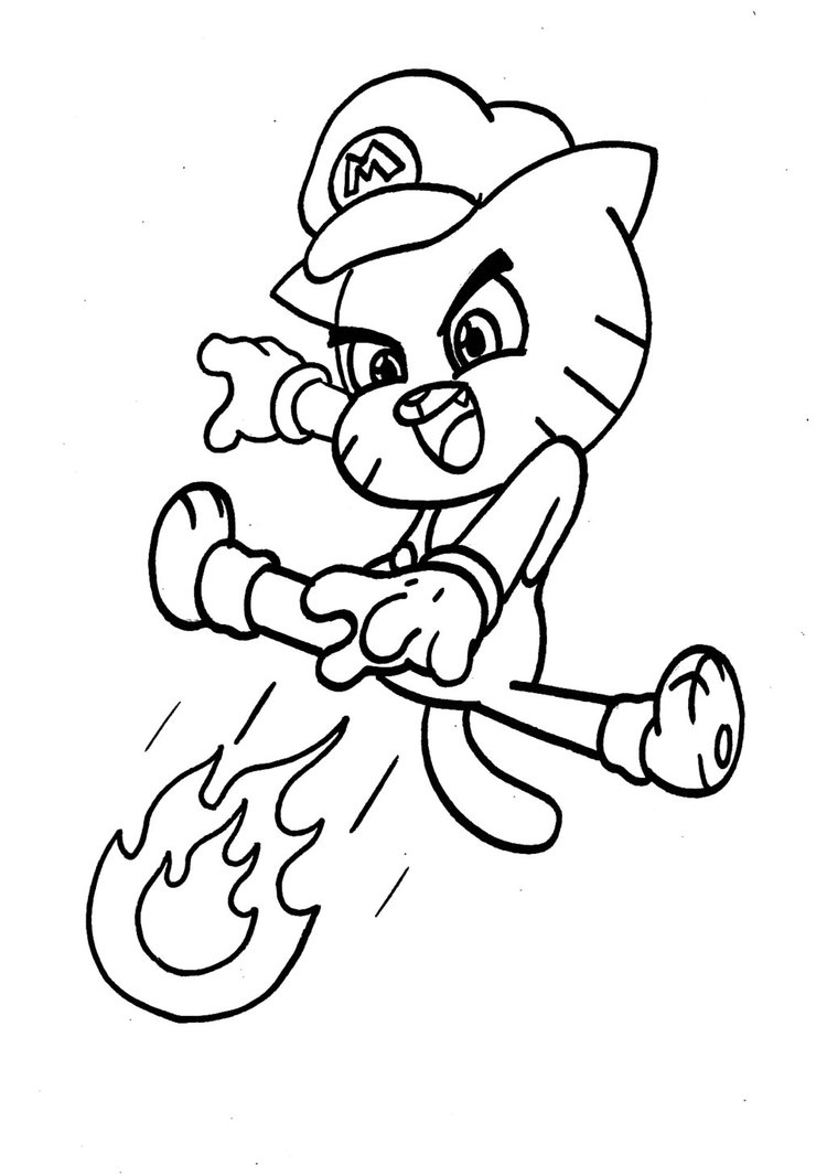 Gumball The Mario Coloring Page - Free Printable Coloring Pages for Kids