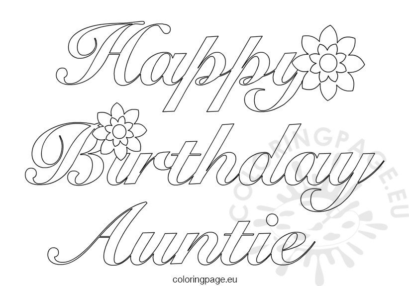 Auntie Happy Birthday | Coloring Page