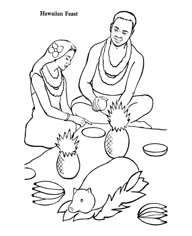 Hawaiian Luau - Coloring Pages for Kids and for Adults