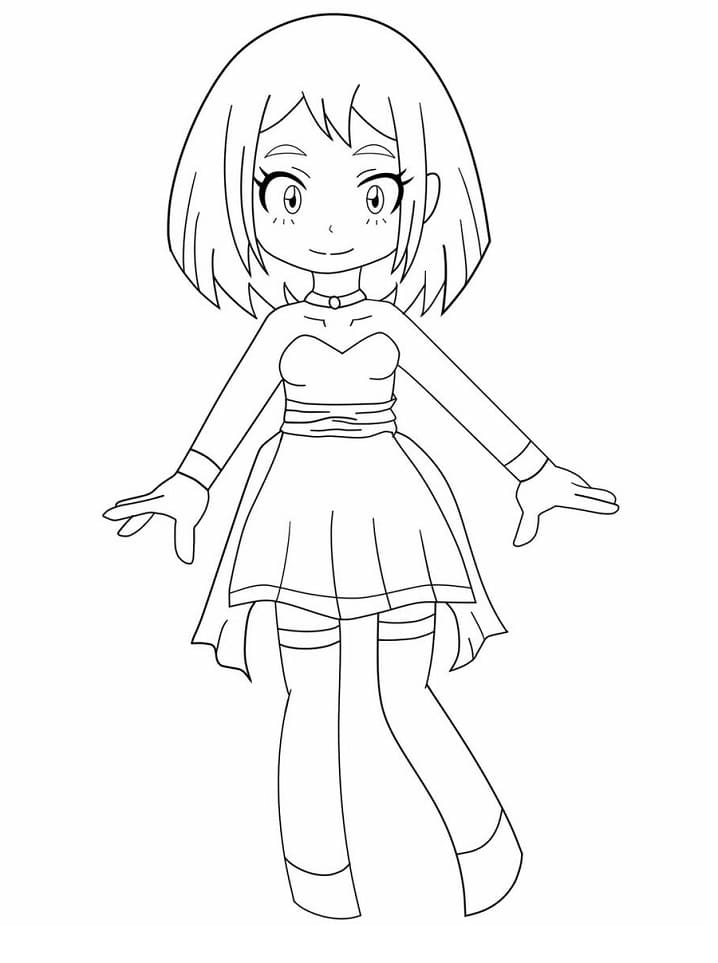 Chibi Uraraka Coloring Page - Free Printable Coloring Pages for Kids