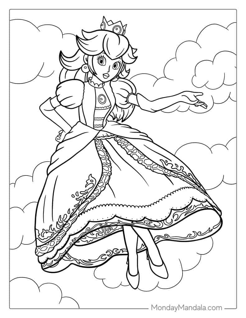 25 Princess Peach Coloring Pages (Free PDF Printables)