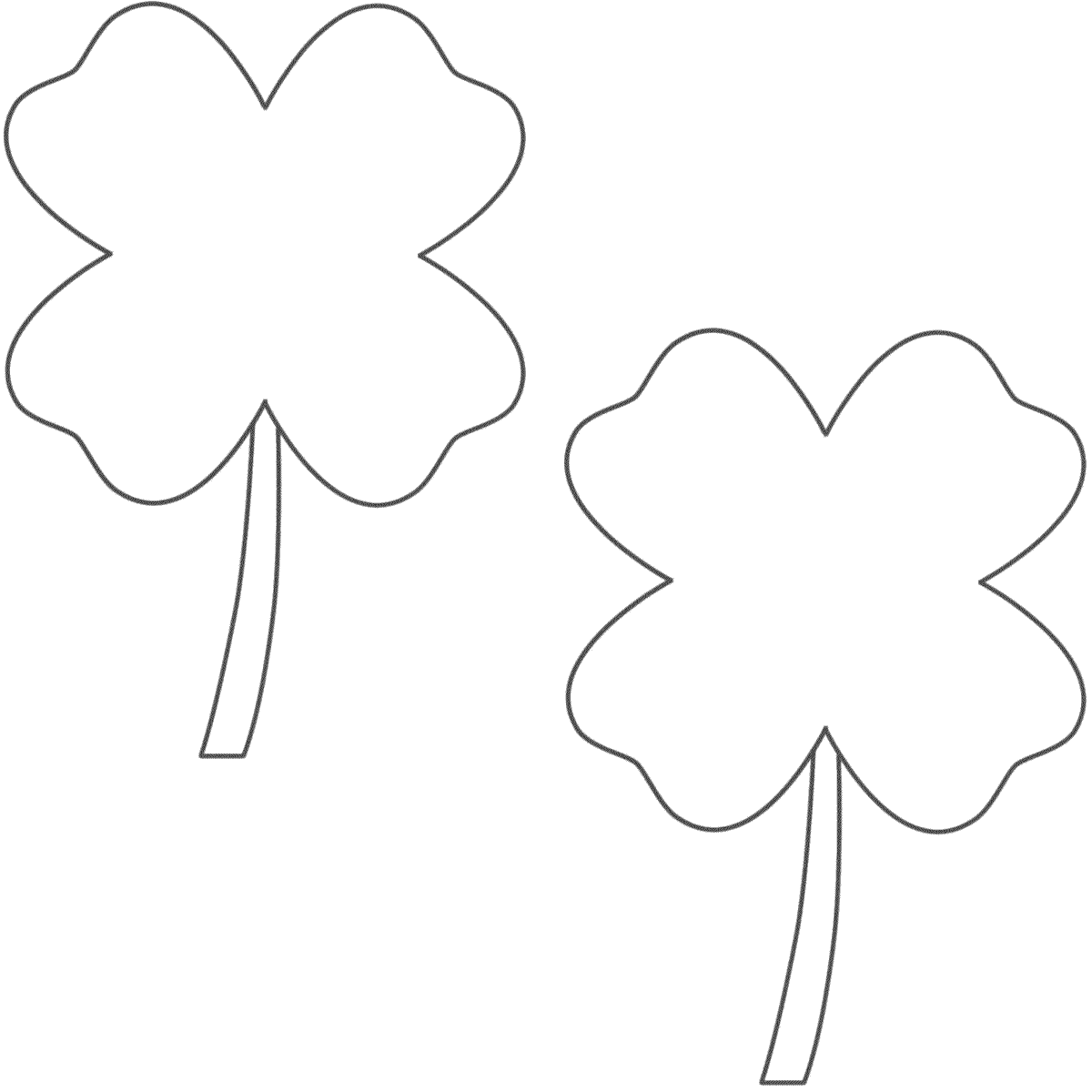 Four Leaf Clovers (2 clovers) - Coloring Page (St. Patrick's Day)