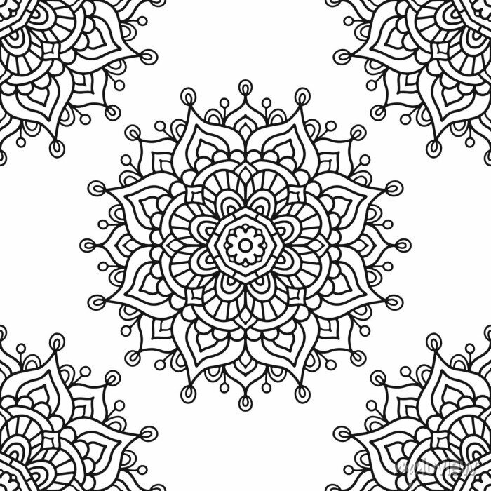 Mandala. coloring page. vector seamless pattern with ethnic tribal wall  mural • murals dot, template, old | myloview.com