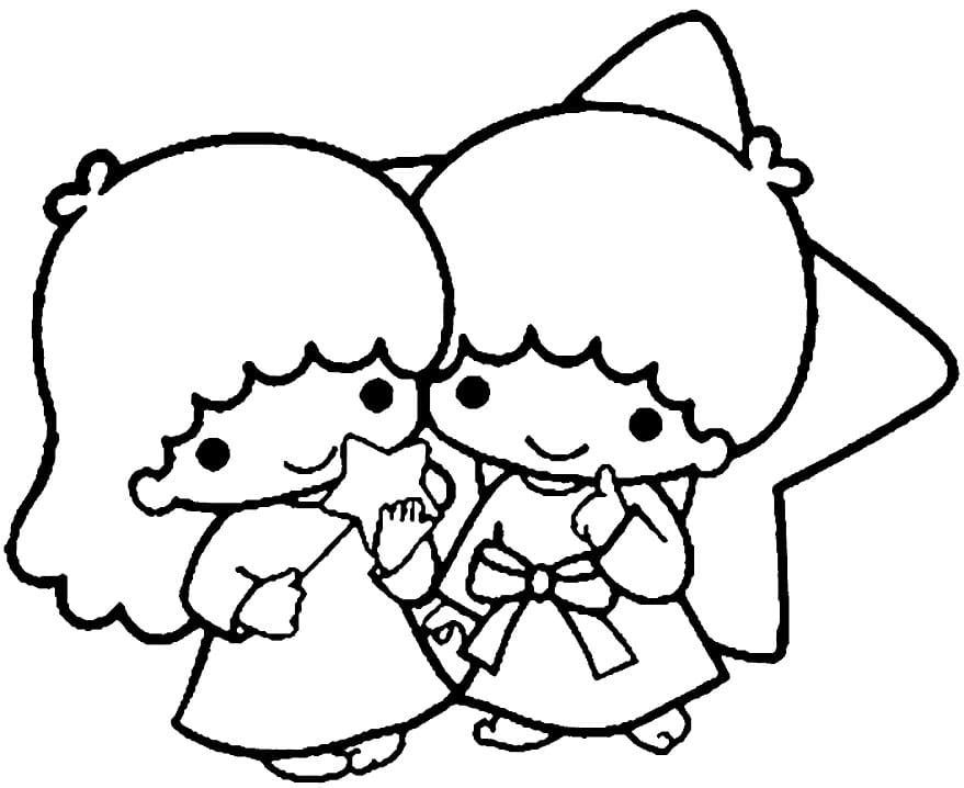 Happy Little Twin Stars Coloring Page - Free Printable Coloring Pages for  Kids