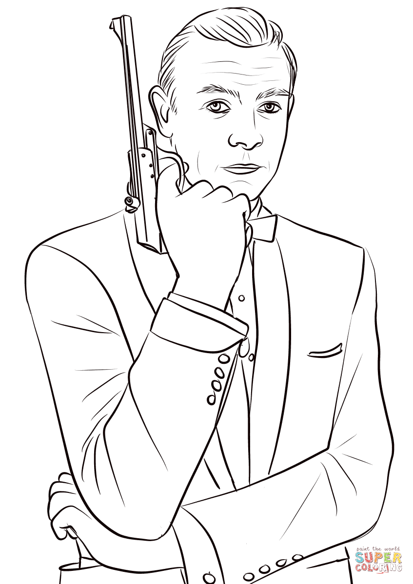 Sean Connery as James Bond coloring page | Free Printable Coloring Pages