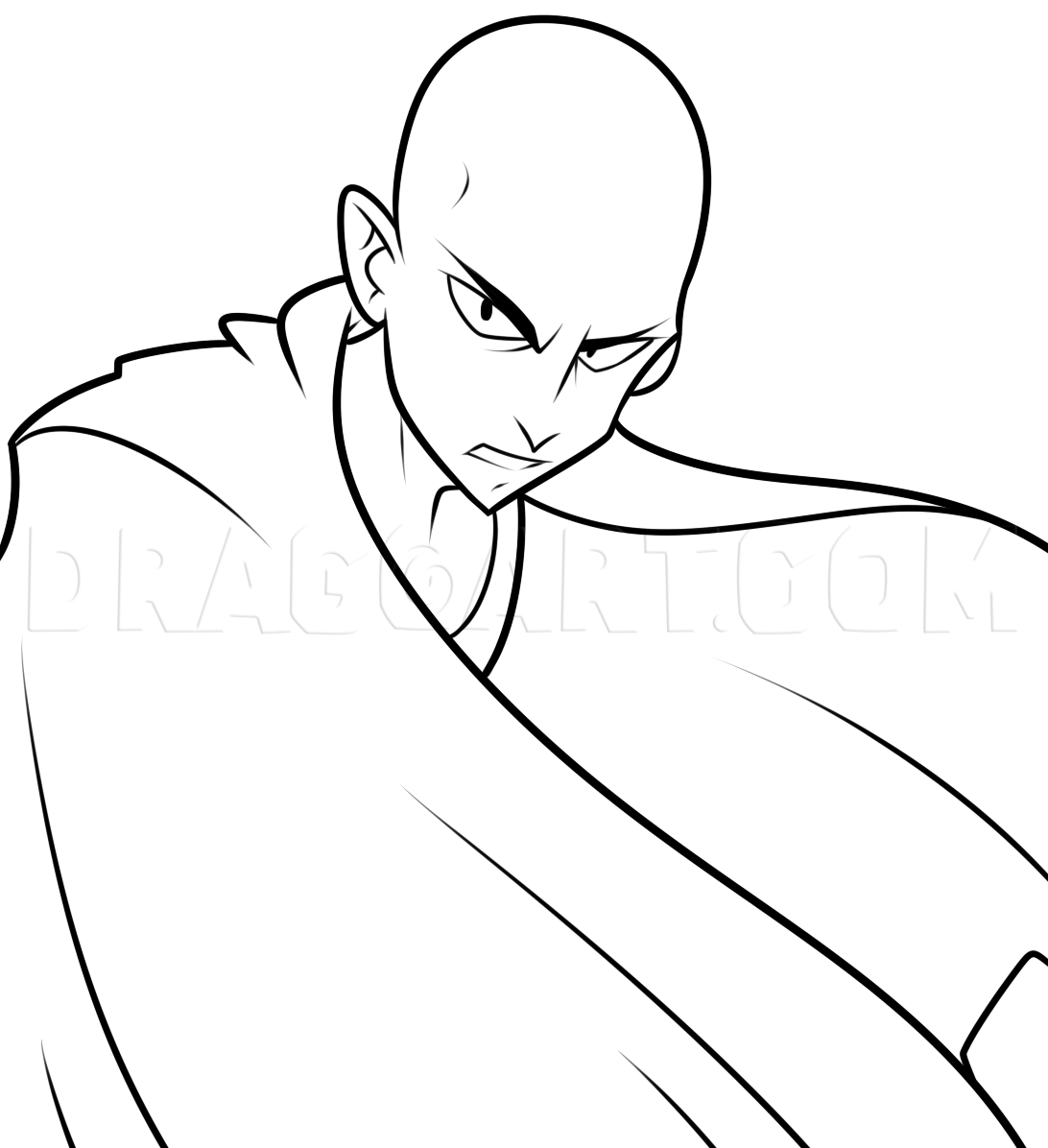 Drawing Saitama Step by Step, Coloring Page, Trace Drawing