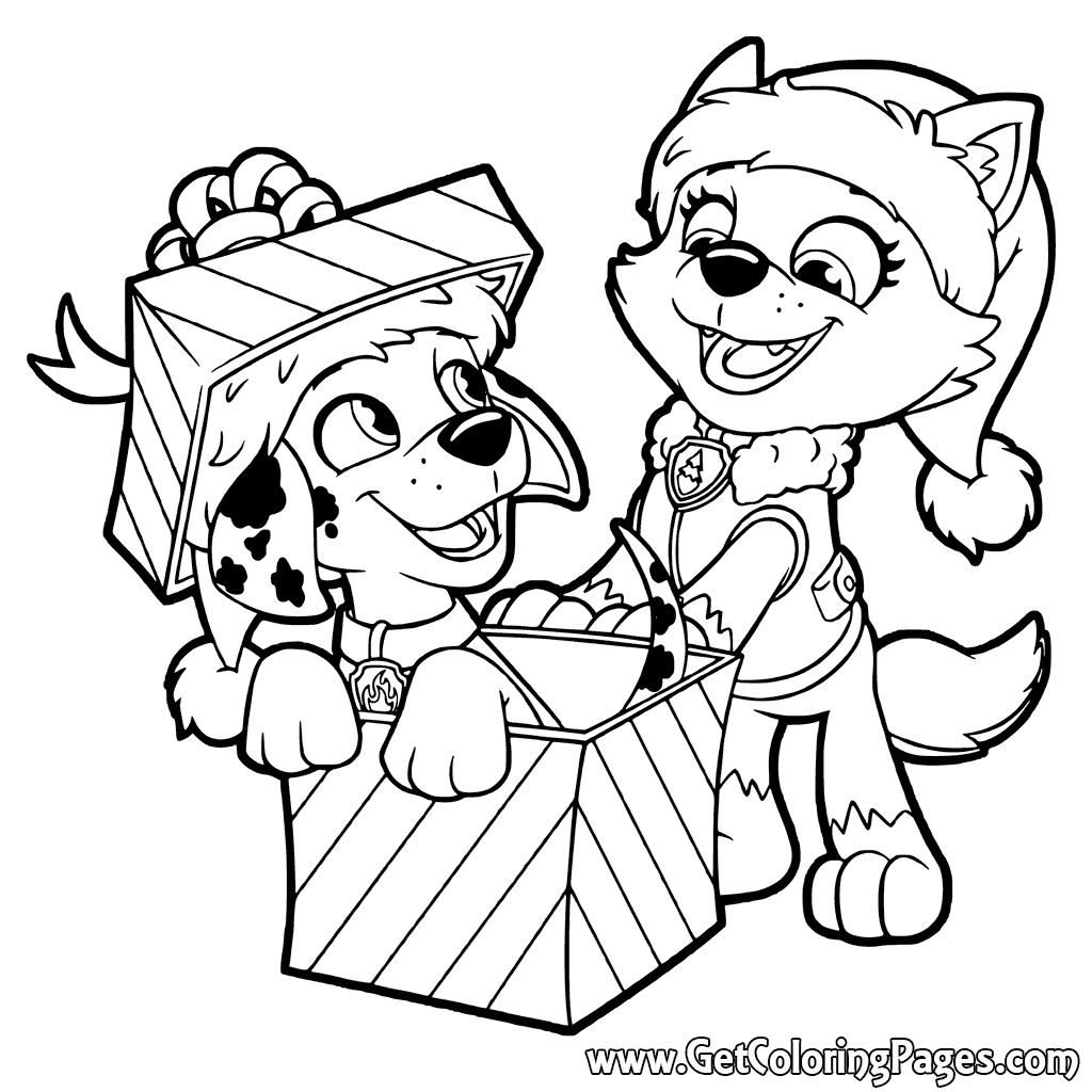 PAW Patrol Christmas Gifts Coloring Pages - Get Coloring Pages