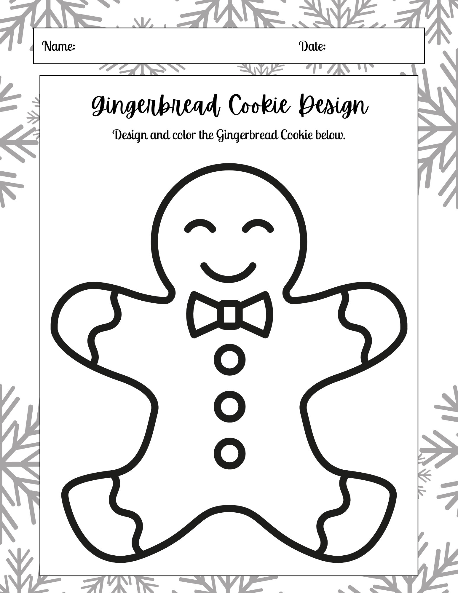 Gingerbread Cookie Coloring Sheet ...