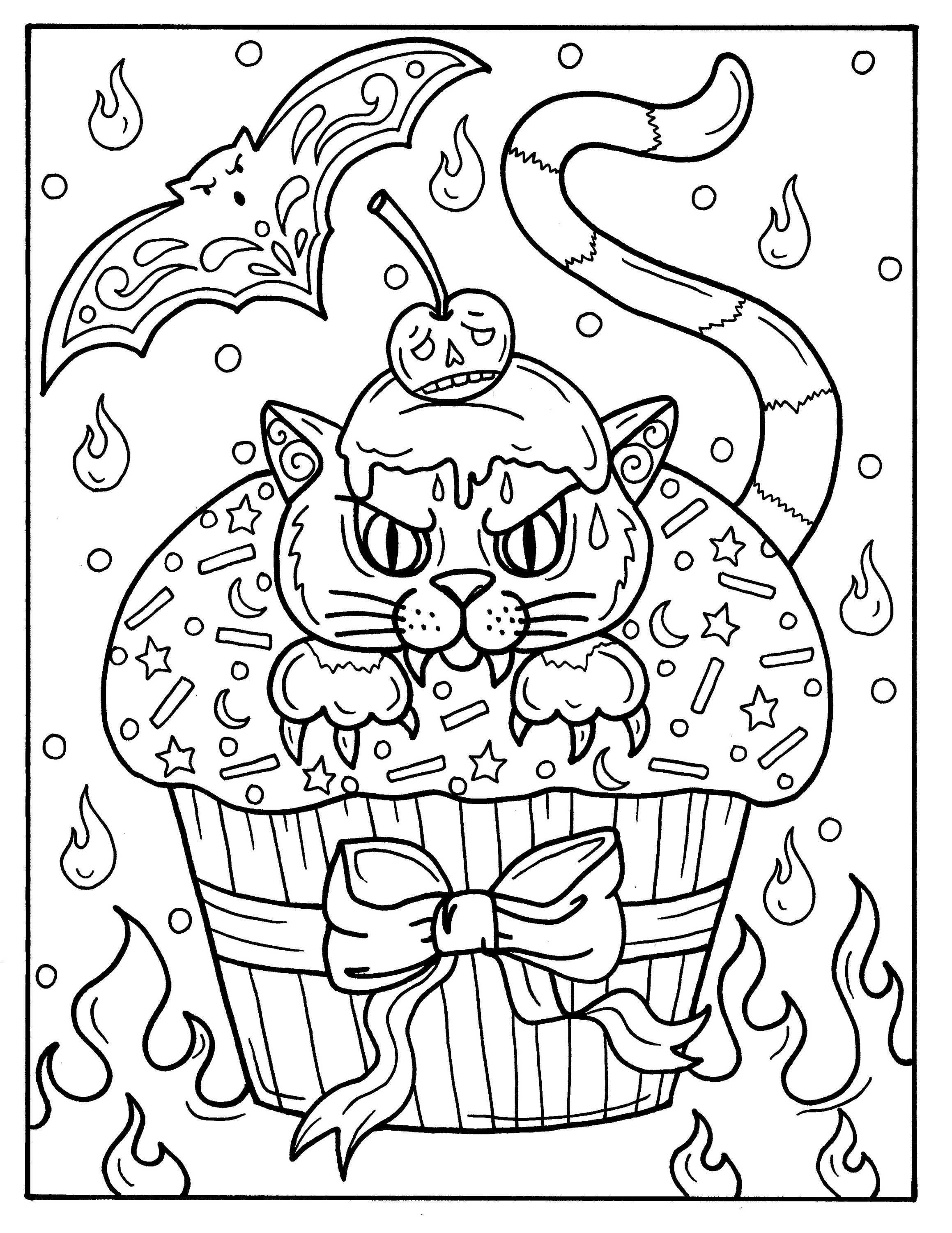 5 Pages Halloween Cupcakes to Color ...