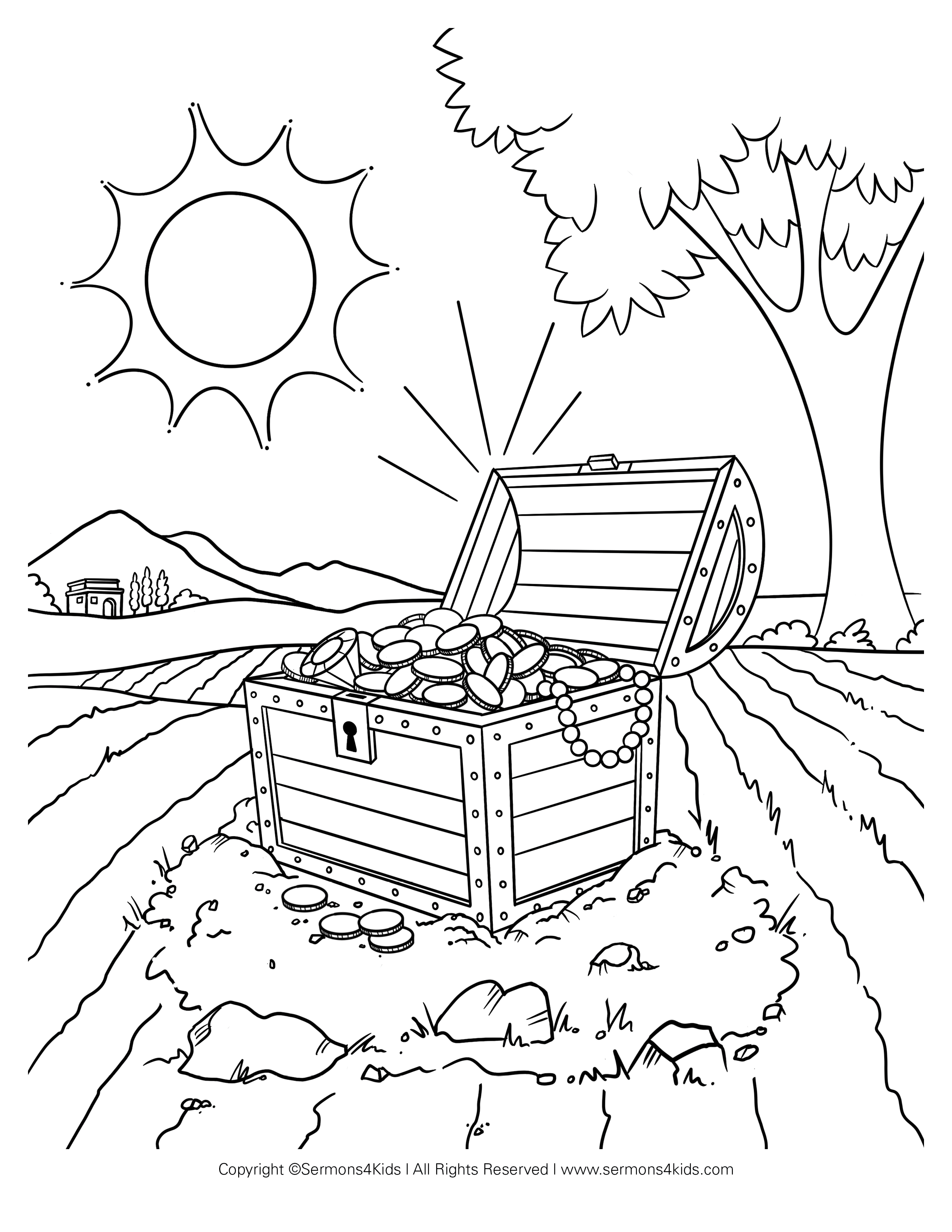Treasure In The Field Coloring Page | Sermons4Kids