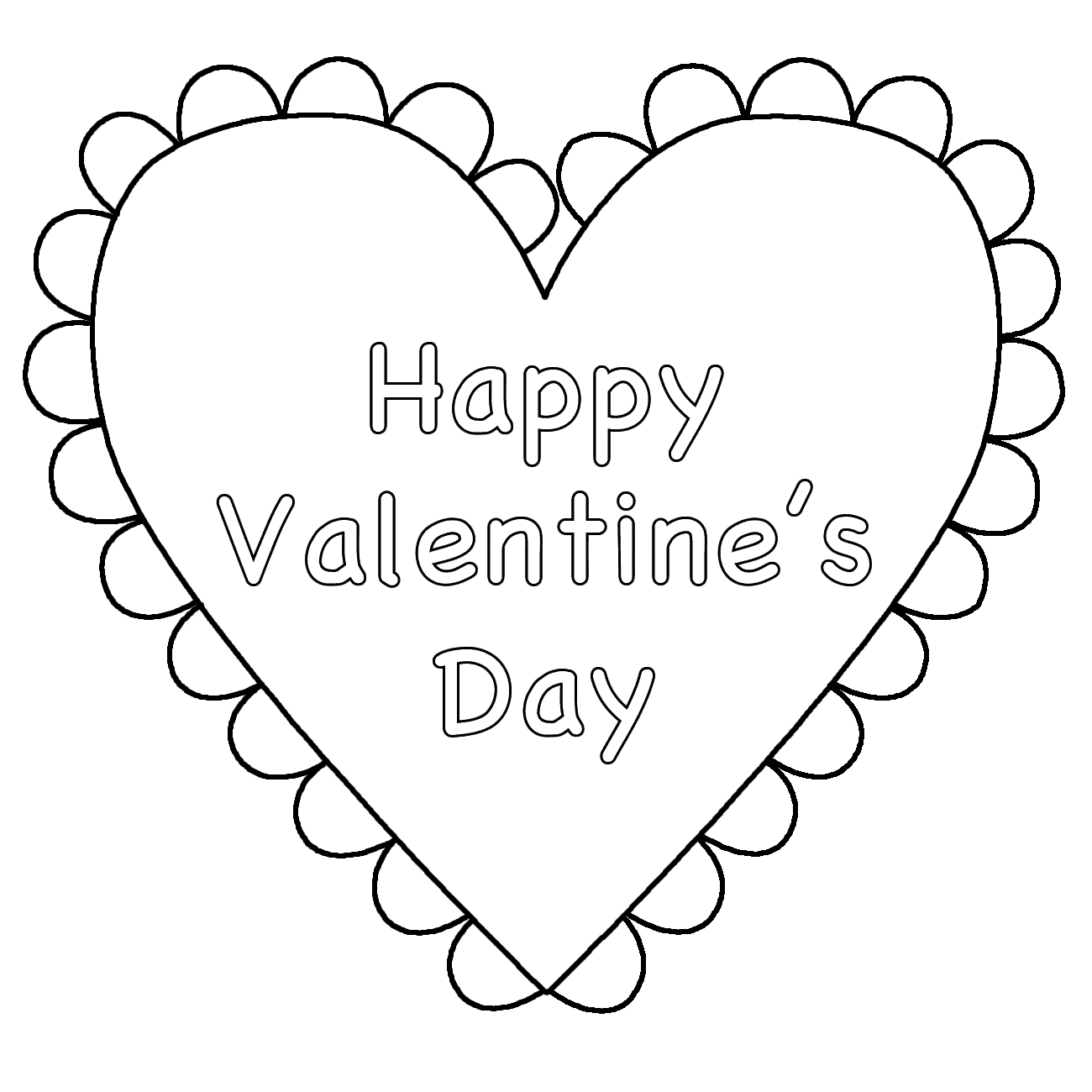 Heart (Happy Valentine's Day) - Coloring Page (Valentine's Day)