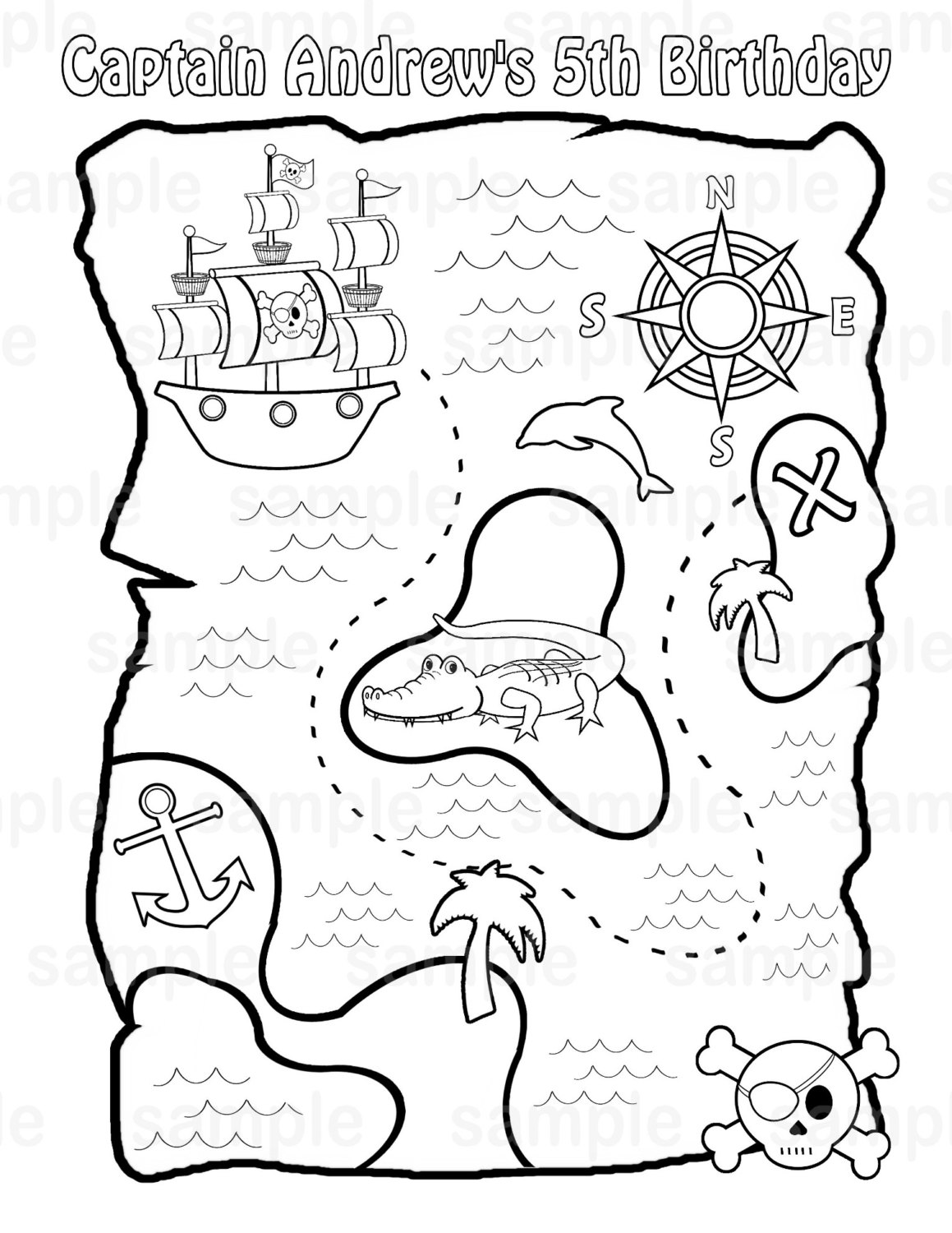 Printable Pirate Treasure Map Coloring Page - Get Coloring Pages