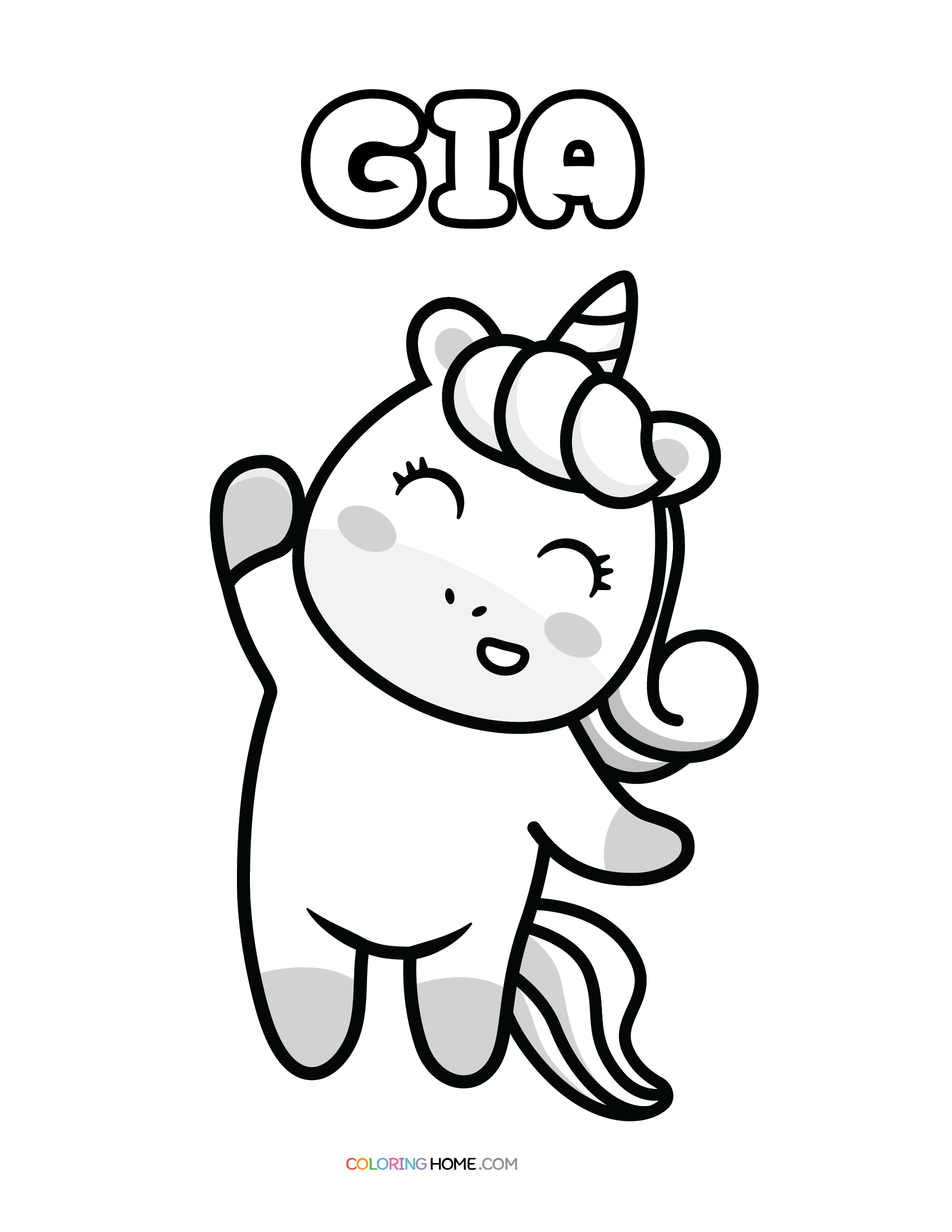 Gia unicorn coloring page