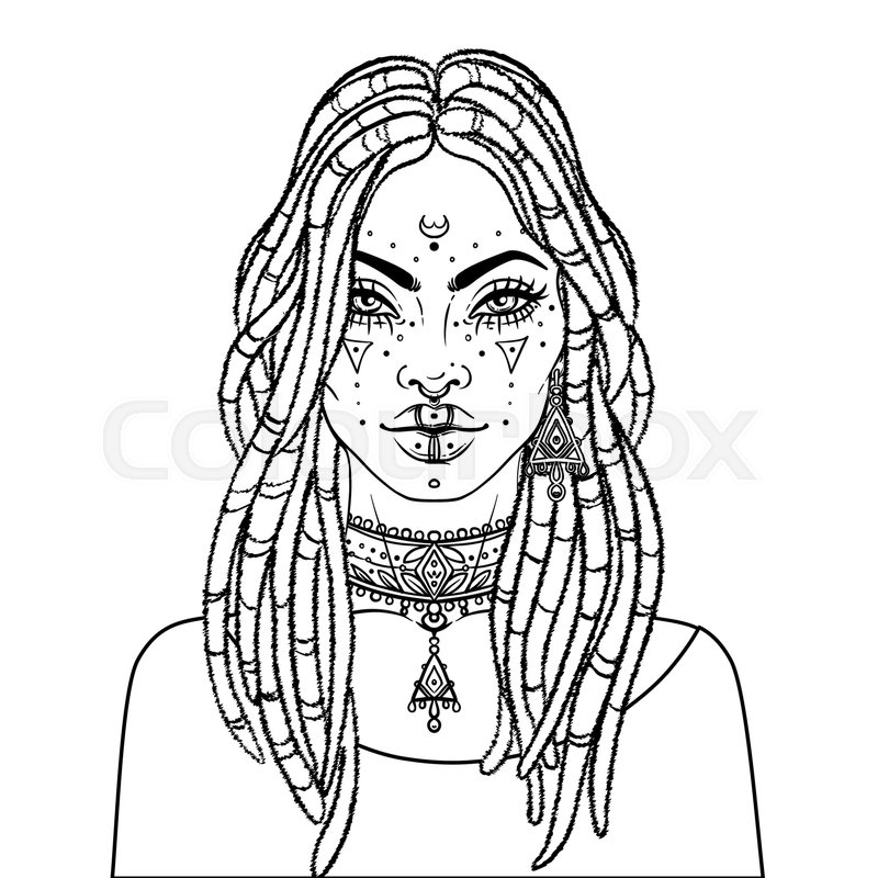 African American pretty girl. Vector Illustration of Black Woman with dread  locks glossy lips. Great for avatars. Illustration over white background. |  Stock vector | Colourbox