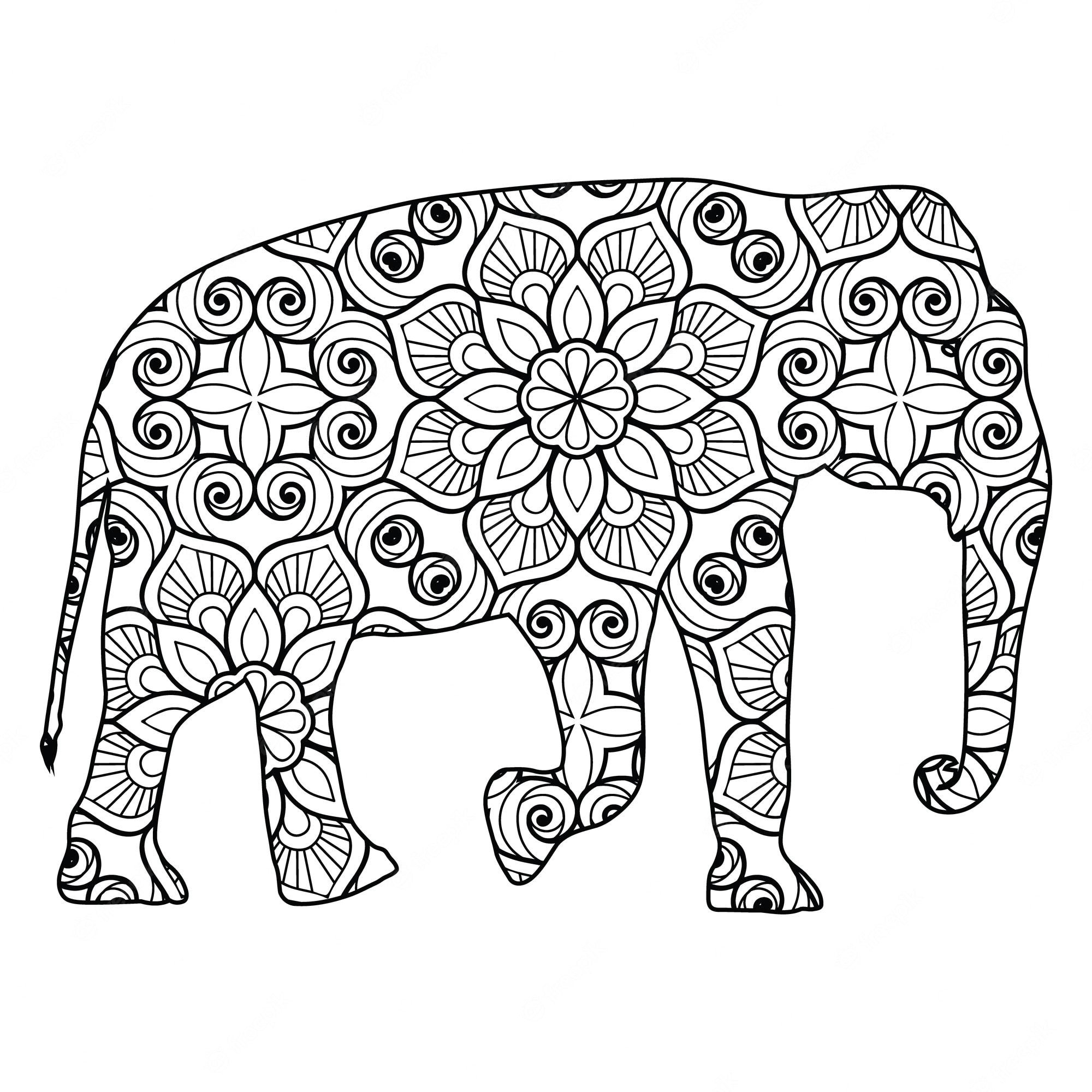 Premium Vector | Mandala elephant coloring page for kids
