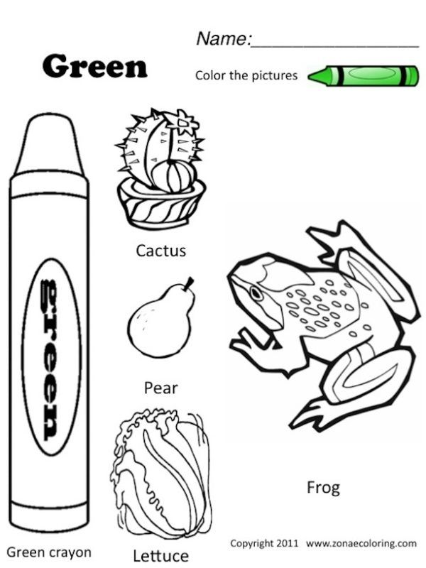 Free Color Objects Coloring S Green Coloring Pages In ...