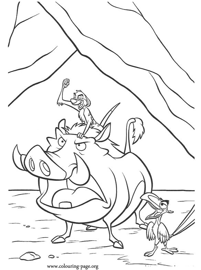 The Lion King - Timon, Pumbaa and Zazu coloring page