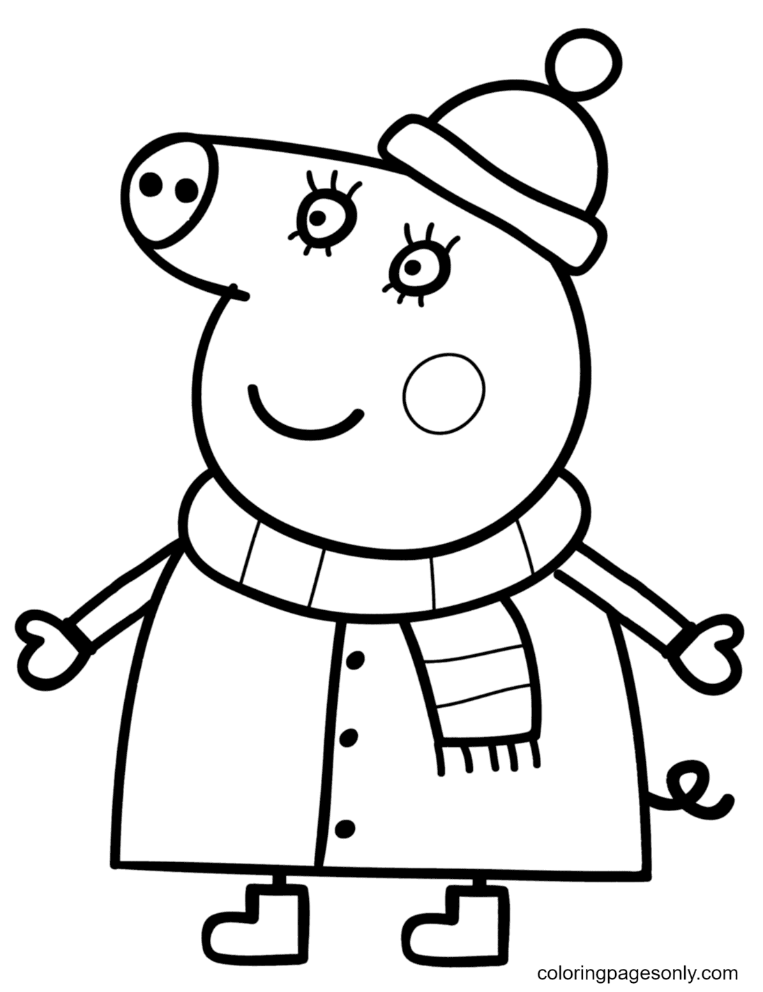 Mummy Pig in Winter Suit Coloring Pages - Peppa Pig Coloring Pages - Coloring  Pages For Kids And Adults