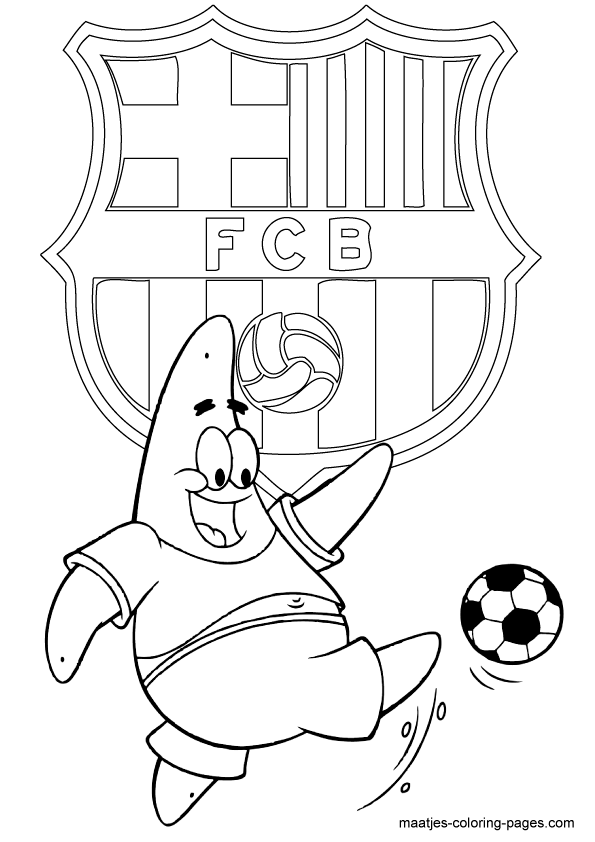 Patrick Star FC Barcelona soccer coloring pages