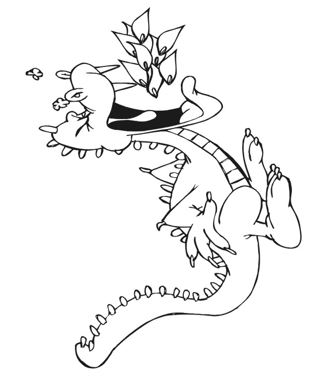 Dragon Coloring Page | Dragon With Flames From His Mouth
