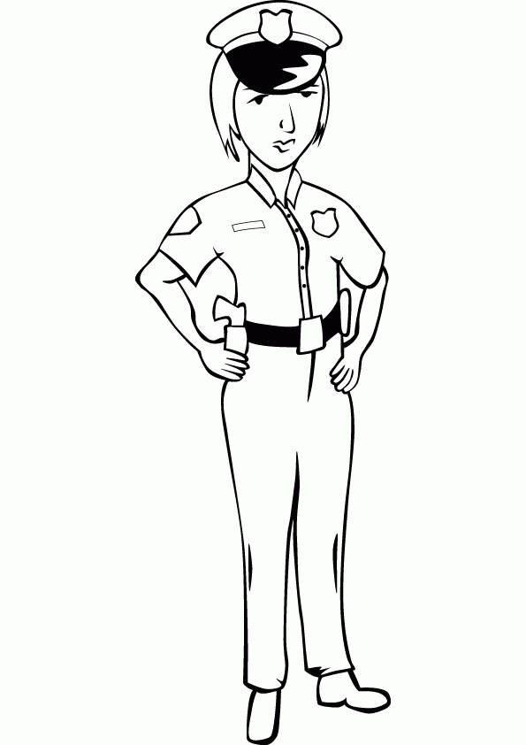 Police woman coloring pages for kids