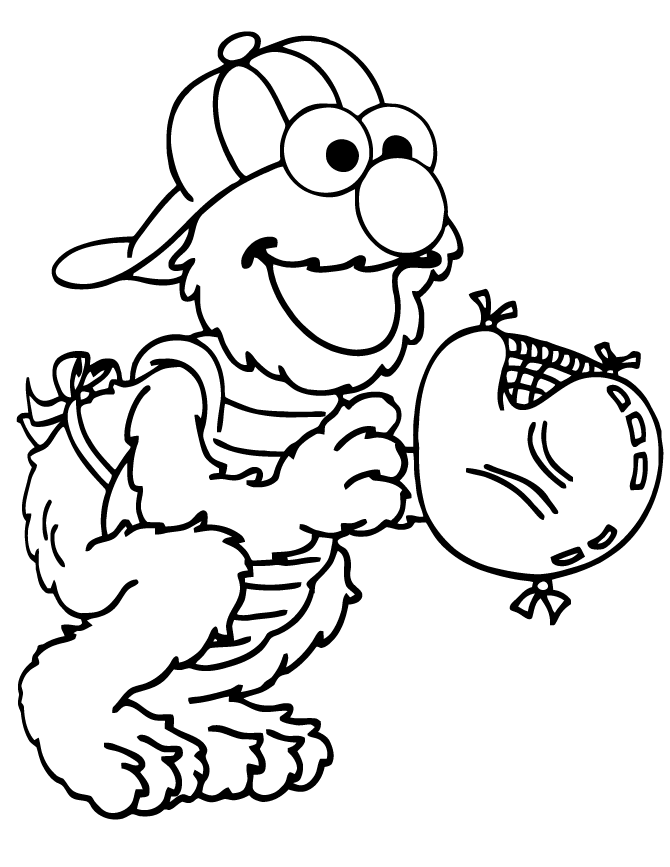 Baseball Catcher Elmo Coloring Page | HM Coloring Pages