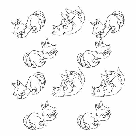 Cute Fox Cub Pattern coloring page | Free Printable Coloring Pages