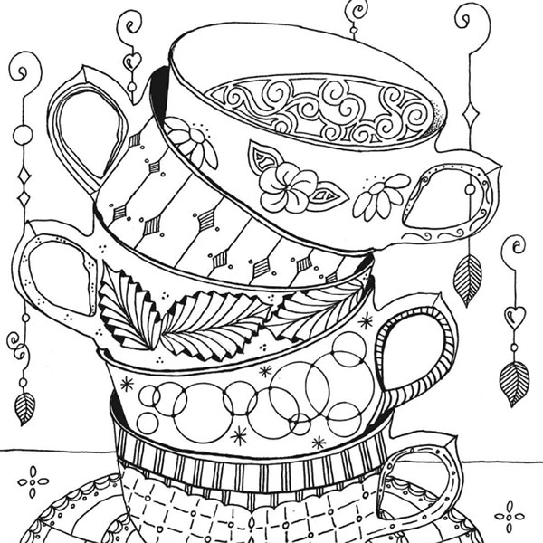 Stacked Teacups - Enlightened Coloring