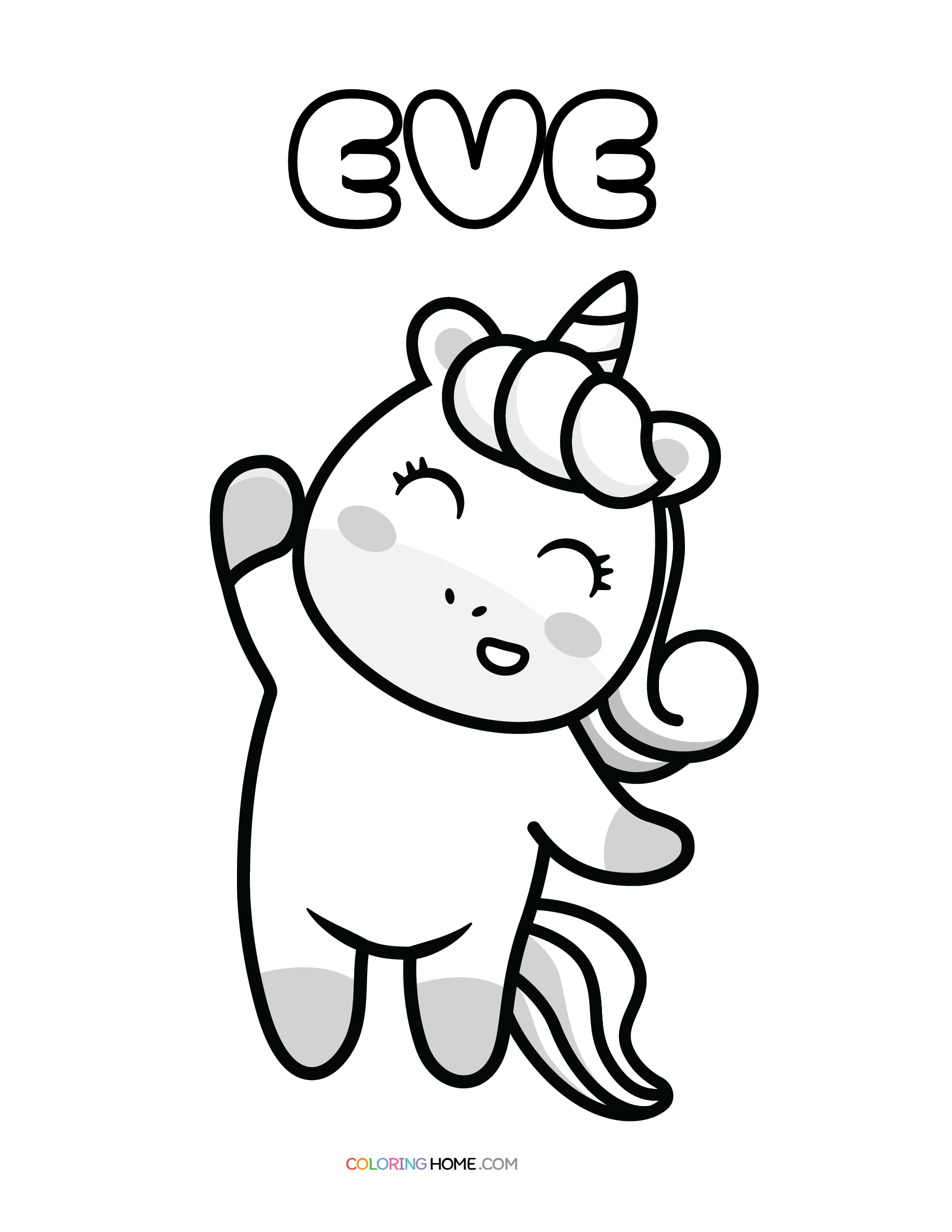 Eve unicorn coloring page