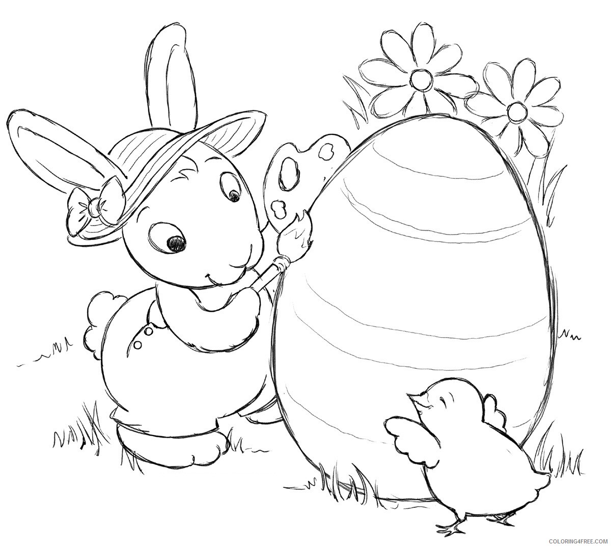 Easter Bunny Coloring Pages Holiday of Easter Bunny Printable 2021 0404  Coloring4free - Coloring4Free.com