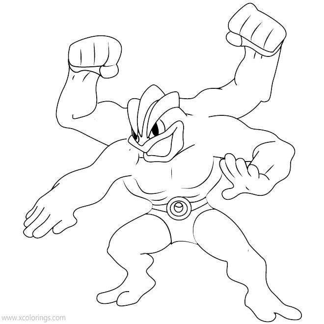 Machamp Pokemon Coloring Pages - XColorings.com